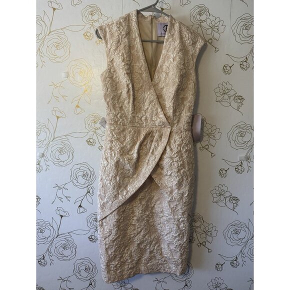 New JS Collections Dress Size 4 Champagne Emery Faux Wrap Cocktail 045 - Picture 3 of 10